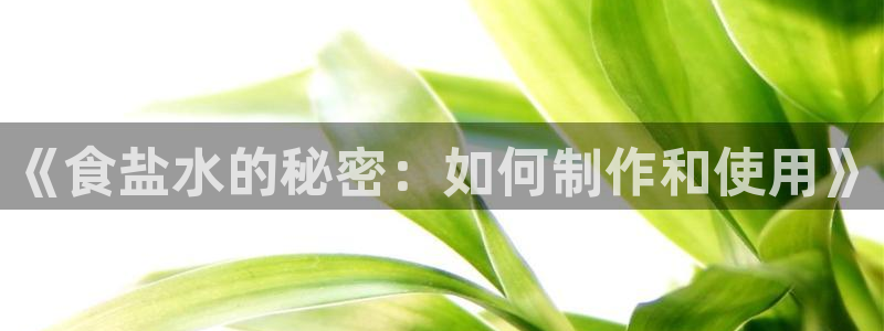 威九国际app客服电话多少：《食盐水的秘密：如何制作和使用》